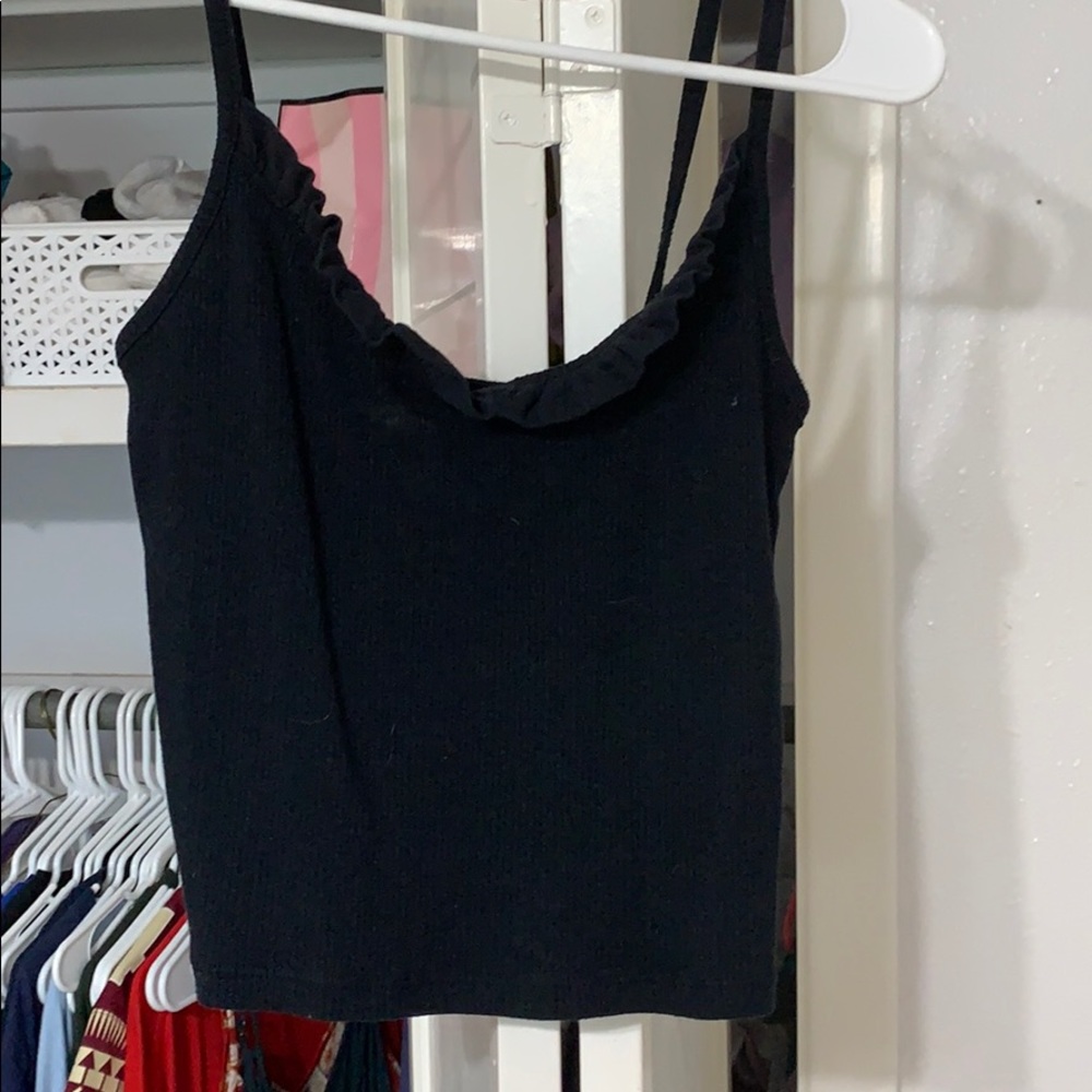 black ruffle crop top from forever 21